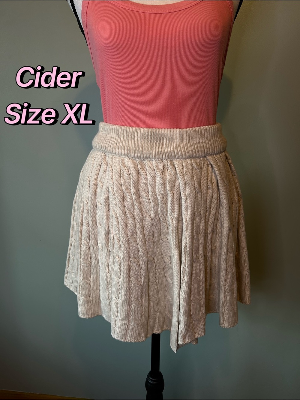 Cider Cream Cable-Knit Skirt Size XL